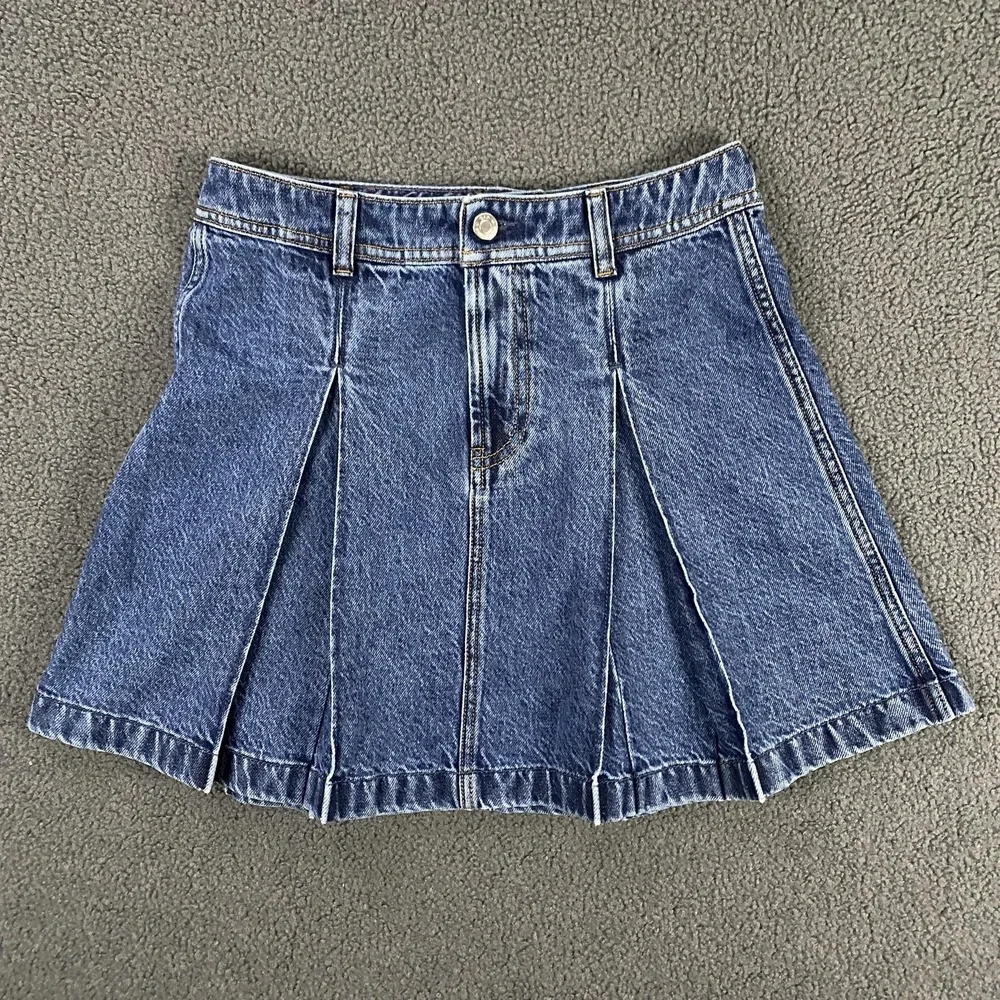 GAP x Sandy Liang Denim Skirt Womens 25 FITS 26‎ Blue Pleated Mini